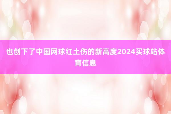 也创下了中国网球红土伤的新高度2024买球站体育信息
