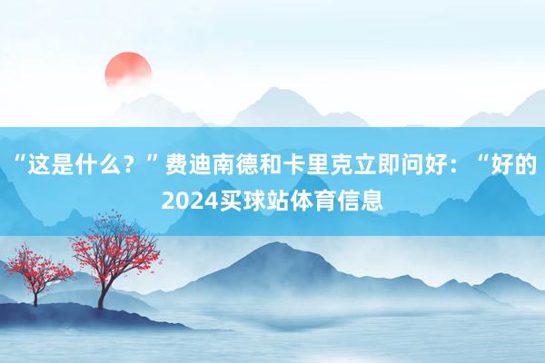 “这是什么？”费迪南德和卡里克立即问好：“好的2024买球站体育信息