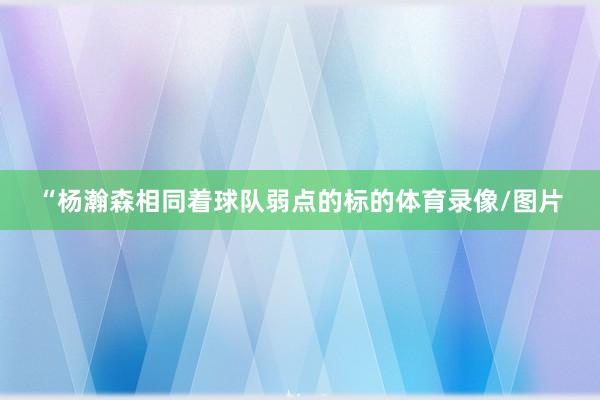 “杨瀚森相同着球队弱点的标的体育录像/图片