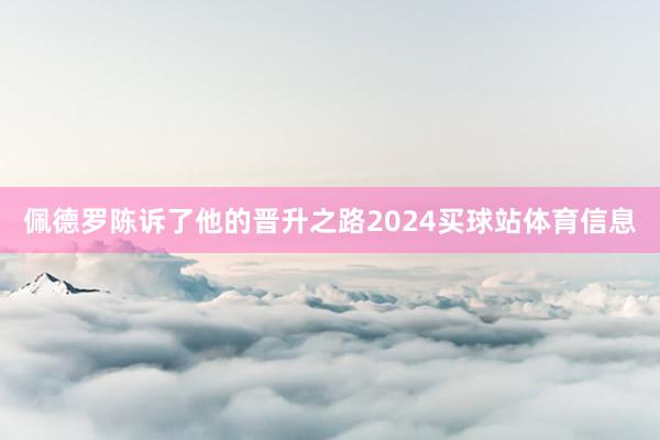 佩德罗陈诉了他的晋升之路2024买球站体育信息