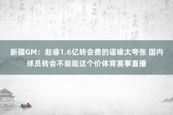 新疆GM:赵睿1.6亿转会费的谣喙太夸张 国内球员转会不能能这个价体育赛事直播