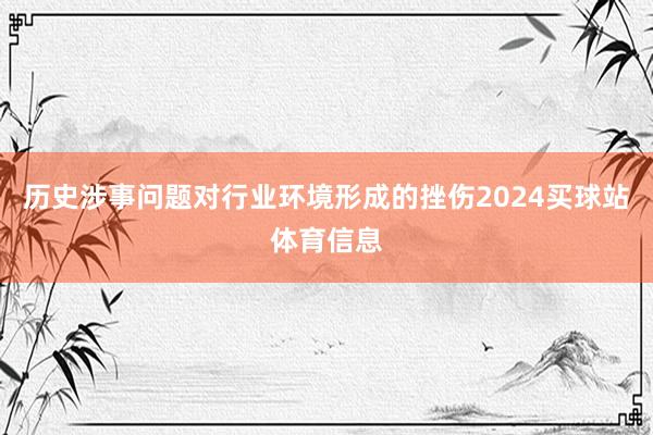 历史涉事问题对行业环境形成的挫伤2024买球站体育信息