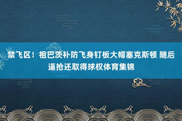 禁飞区！祖巴茨补防飞身钉板大帽塞克斯顿 随后逼抢还取得球权体育集锦